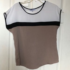 Tri colored white black and brown sleeveless top